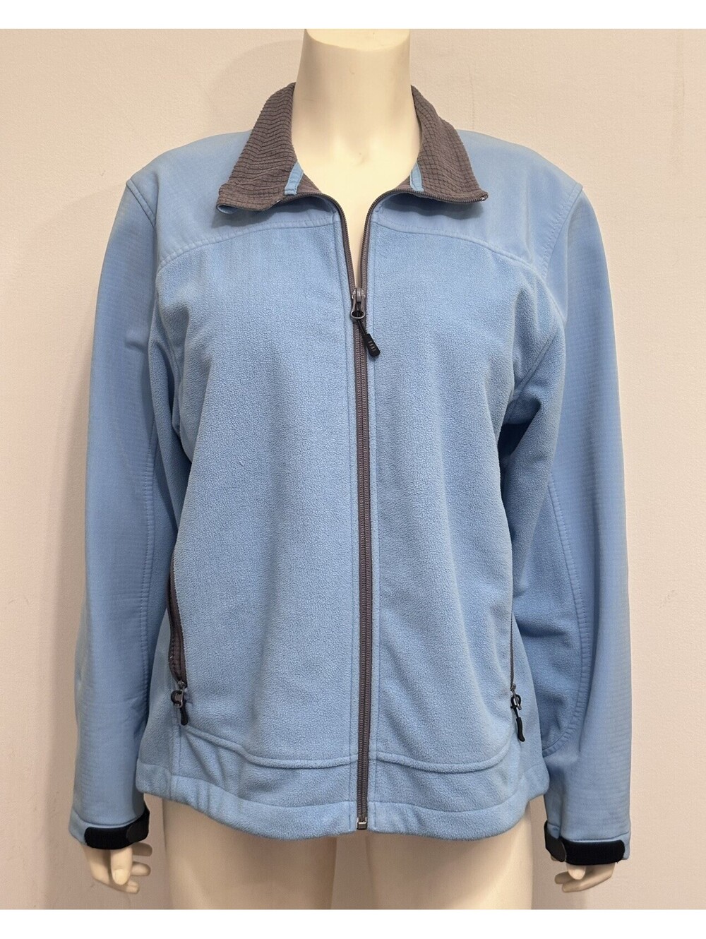 Lands’ End Fleece Women’s Full Zip Jacket 14-16 Teal Turquoise